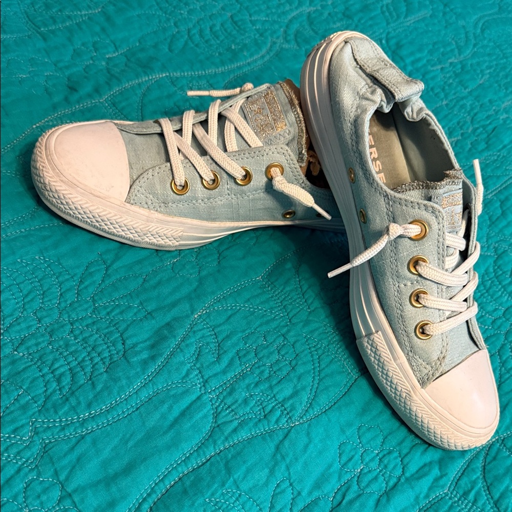 Light Blue Converse Canvas Sneakers with White Soles